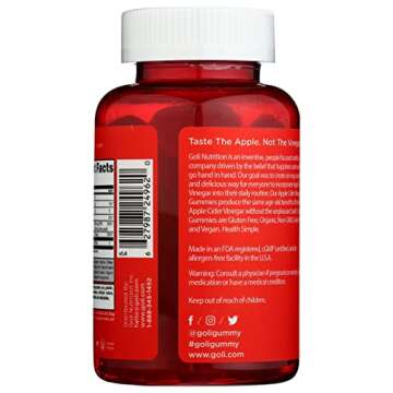 Goli Nutrition World's First Apple Cider Vinegar Gummies 60 Count, 60 Count