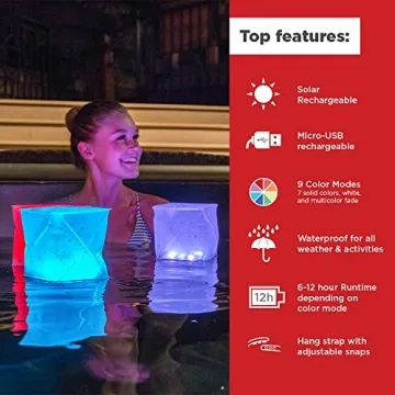 LuminAID PackLite Spectra USB Solar Inflatable Color Changing Waterproof Light