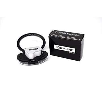 Formline LED Illuminated Jewelers Loupe/Trichome Scope (60x + 30x Lens) - Magnifier Made for Gardening, Jewelry, Antiques, Coins, Rocks, Stamps, Hobbies, Watches, Photos and Science (White/Silver)
