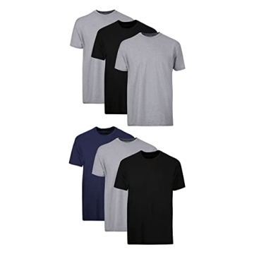 Hanes Men's Moisture-Wicking Cotton Crew Undershirts - 6 Pack, Assorted Colors