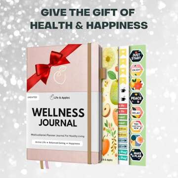 Life & Apples Wellness Journal and Planner – Food Journal, Fitness Journal, Weight Loss Journal for Diet Tracking, Food Log and Health Goals, Undated, Size A5 Rose Gold