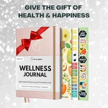 Life & Apples Wellness Journal and Planner – Food Journal, Fitness Journal, Weight Loss Journal for Diet Tracking, Food Log and Health Goals, Undated, Size A5 Rose Gold