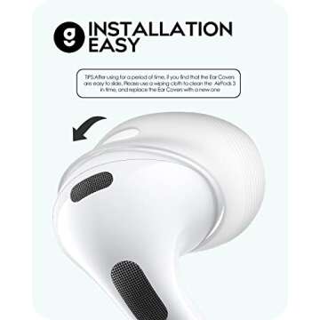 Gcioii 3 Pairs Ear Tips Covers for AirPods 3 [Fit in Case] Anti Slip Silicone Sport Ear Tips,Anti Scratches Accessories Compatible with Apple AirPods 3rd Generation (White)