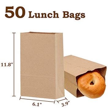 Durable 50 Pack Paper Lunch Bags for All Occasions