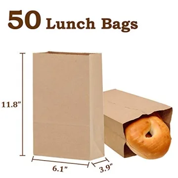 Durable 50 Pack Paper Lunch Bags for All Occasions