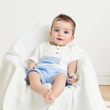 Kupretty Baby Boy Summer Clothes Toddler Outfit Cotton Linen Short Sleeve Button T-Shirt Tees + Shor...