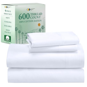 California Design Den Queen Size Sheet Set, 600 Thread Count 100% Cotton Sheets, Luxury Deep Pocket ...