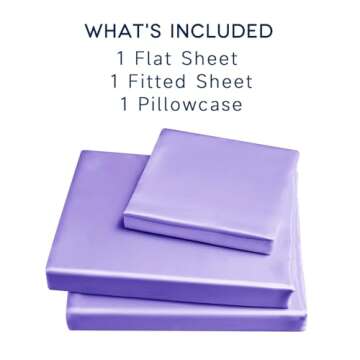 GOLAL Satin Sheets Twin Size - 3 Pieces Luxury Silky Soft Bed Sheets for Kids, Wrinkle-Free Lavender Satin Silk Sheet Set with 1 Deep Pocket Fitted Sheet, 1 Flat Sheet, 1 Pillow case
