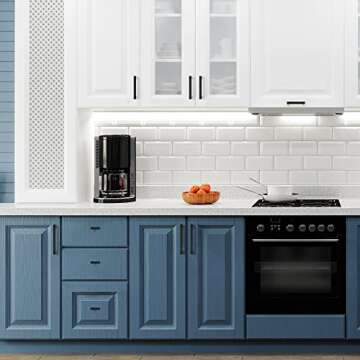 5 Pack Matte Black Cabinet Pulls, 5.5 Inch Cabinet Door Handles with 5 Inch Hole Center, Square Kitc...