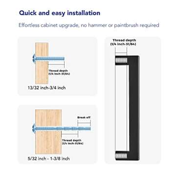 5 Pack Matte Black Cabinet Pulls, 5.5 Inch Cabinet Door Handles with 5 Inch Hole Center, Square Kitchen Hardware for Doors, Drawers & Cupboards, Black Stainless Steel