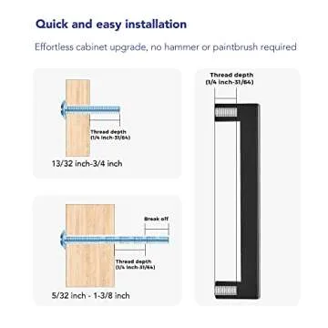 5 Pack Matte Black Cabinet Pulls, 5.5 Inch Cabinet Door Handles with 5 Inch Hole Center, Square Kitchen Hardware for Doors, Drawers & Cupboards, Black Stainless Steel