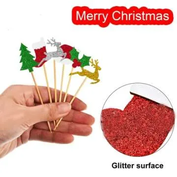 60Pcs Christmas Cupcake Toppers for Festive Fun