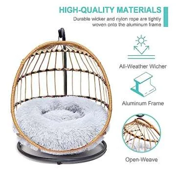 SWITTE Hanging Cat Bed - Stylish Rattan Pet Swing Chair