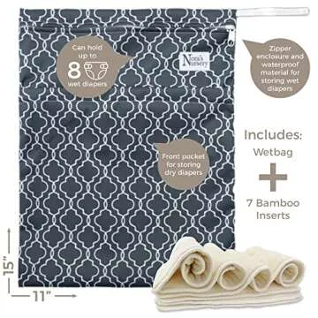 Nora's Nursery Cloth Diapers 7 Pack with 7 Inserts & 1 Wet Bag - Waterproof Cover, Washable, Reusable & One Size Adjustable Pocket Diapers for Newborns and Toddlers - Surfs Up