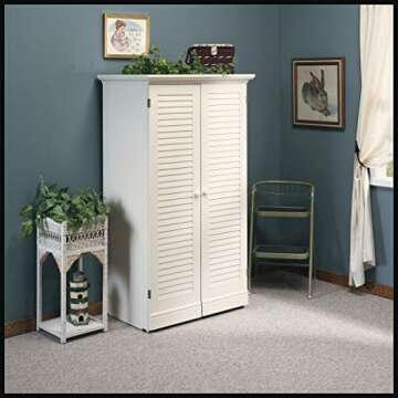 Sauder Harbor View Craft and Sewing Armoire - Elegant Crafts Workspace with Adjustable Shelves