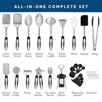 Home Hero 41 Pcs Stainless Steel Kitchen Utensils Set - Nonstick Stainless Steel Cooking Utensils Se...