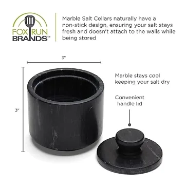 Fox Run Marble Salt Cellar Elegant Kitchen Accessory 3x3