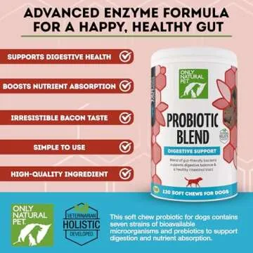 Only Natural Pet Probiotic Dog and Cat Supplement - Digestive & Gut Health Enzyme Formula, Puppy & C...