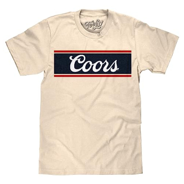 Tee Luv Men's Coors Beer Logo Shirt - Soft Cream Licensed T-Shirt