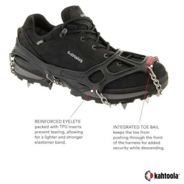 Kahtoola MICROspikes Footwear Traction for Winter Trail Hiking & Ice Mountaineering - Black - Medium