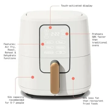 GEMSBE 6 Quart Touchscreen Air Fryer for Healthy Cooking