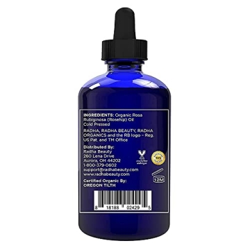 Radha Beauty Organic Rosehip Oil 4oz - Multi-Use Hydrating Oil