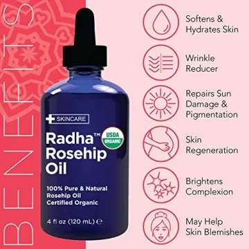 Radha Beauty Organic Rosehip Oil 4oz - Multi-Use Hydrating Oil