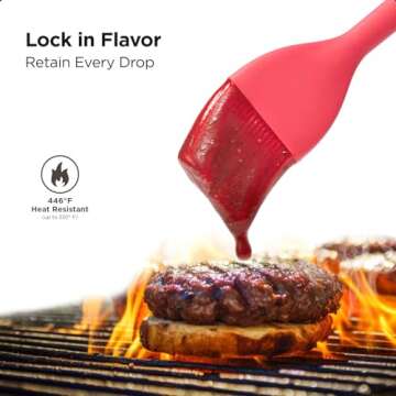 Kitchen Mama WaltzGrip Platinum Silicone Basting Pastry Brush: Set of 2 Heat-Resistant Brushes for Cooking, Baking, Grilling, and Spreading Oil or Butter - Dishwasher-Safe (Red)