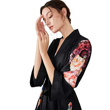 Escalier Women’s Floral Silk Kimono Robe - Luxurious Comfort