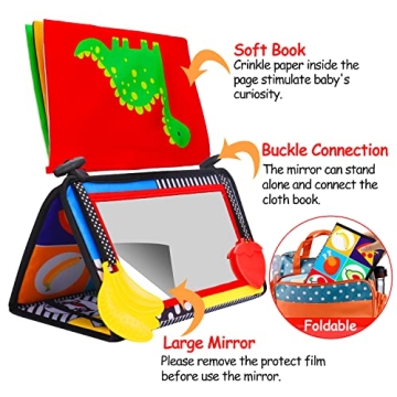 Baby Mirror & Teething Toys for Brain Development 0-3M