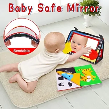 Baby Mirror & Teething Toys for Brain Development 0-3M