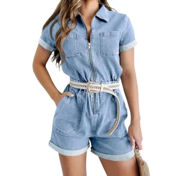 Stylish Cicy Bell Women's Summer Denim Jumpsuit