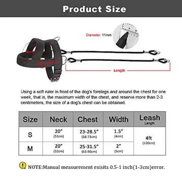 Forestpaw Heavy Duty Dog Harness for Training,Dog Harness Tactical with 3 Metal Rings,Soft Padded Dog Sled Harness for Medium Large Dogs,Black,M