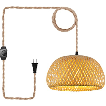 Stylish Plug-in Pendant Light with Dimmable Switch