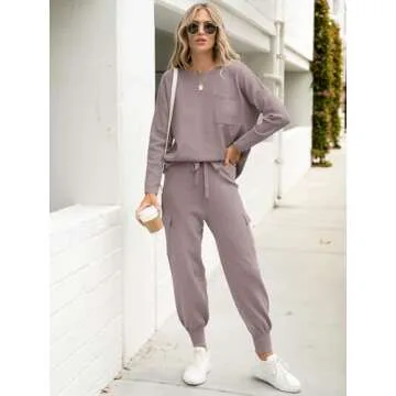 Caracilia Women's Two Piece Knit Sweater Set for Fall Style