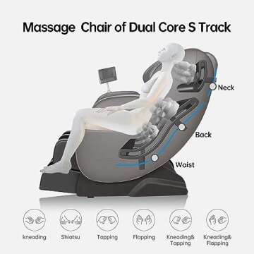 Real Relax 2024 Massage Chair of Dual-core S Track, Full Body Massage Recliner of Zero Gravity with APP Control, Black and Gray