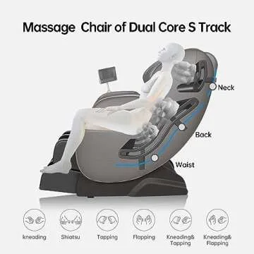 Real Relax 2024 Massage Chair of Dual-core S Track, Full Body Massage Recliner of Zero Gravity with APP Control, Black and Gray
