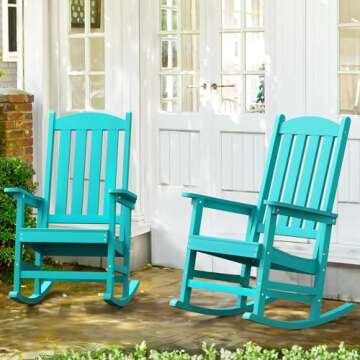 LUE BONA Outdoor Rocking Chair, HDPS Poly Rocking Chair Set