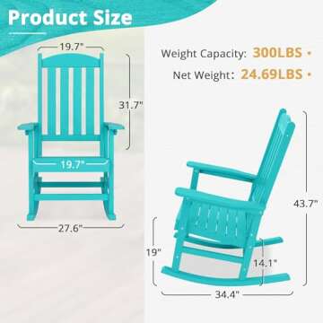 LUE BONA Outdoor Rocking Chair, HDPS Poly Rocking Chair Set