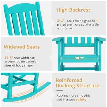 LUE BONA Outdoor Rocking Chair, HDPS Poly Rocking Chair Set