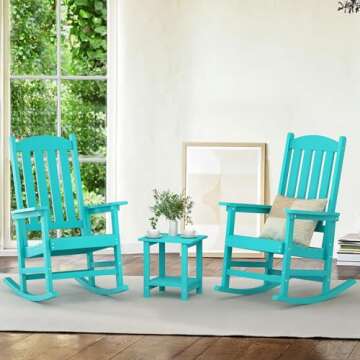 LUE BONA Outdoor Rocking Chair, HDPS Poly Rocking Chair Set