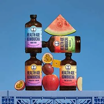 Health-Ade Kombucha Tea Organic Drink, Fermented Tea with Living Probiotics, Detoxifying Acids, Supports Gut Health, Non-GMO, Vegan, Gluten Free, 6 Pack (16 Fl Oz Bottles), Sampler Pack