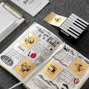 Phomemo 6 Roll Adhesive Thermal Sticker Paper, Clear/Semi-transparent/Gold Glitter Thermal Paper, for Phomemo M02/M02 Pro/M02S/M03/M03AS/M04S Bluetooth Thermal Pocket Printer, 50mm-53mm Width