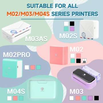 Phomemo 6 Roll Adhesive Thermal Sticker Paper, Clear/Semi-transparent/Gold Glitter Thermal Paper, for Phomemo M02/M02 Pro/M02S/M03/M03AS/M04S Bluetooth Thermal Pocket Printer, 50mm-53mm Width