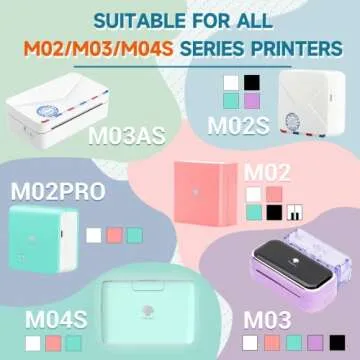 Phomemo 6 Roll Adhesive Thermal Sticker Paper, Clear/Semi-transparent/Gold Glitter Thermal Paper, for Phomemo M02/M02 Pro/M02S/M03/M03AS/M04S Bluetooth Thermal Pocket Printer, 50mm-53mm Width