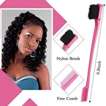 Geiserailie 3 Pcs Slick Back Hair Brush Set Bristle Brush Edge Control Teasing Comb for Women Black ...