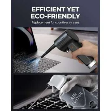 Koonie Cordless Air Duster, Battery Operated Computer Cleaning Duster, Portable Replaces Compressed Air Cans, 8000mAh 10W Fast Charging Air Blower, No Gas for Computer Keyboard, Car, Pet House