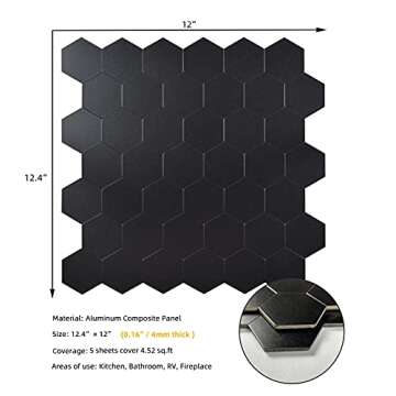 Transform Your Kitchen with Miscasa Peel and Stick Black Tile Backsplash