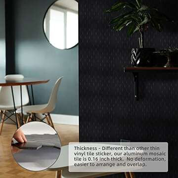 Miscasa Peel and Stick Black Tile Backsplash for Kitchen