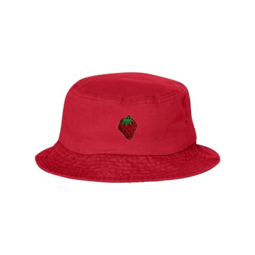 Stylish Red Bucket Strawberry Embroidered Cap Dad Hat for All